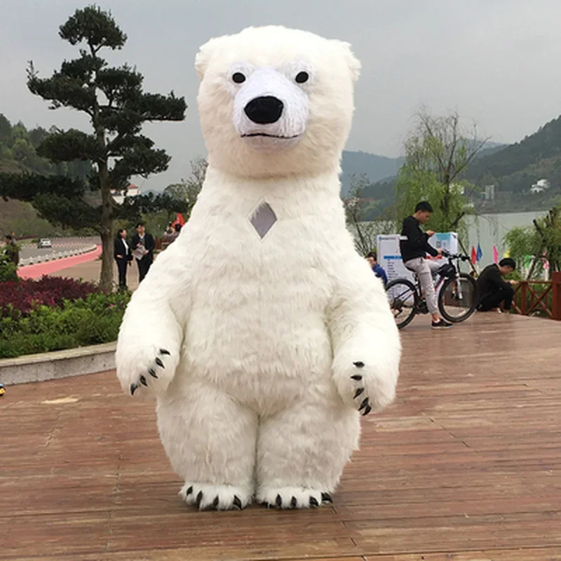10ftGiantInflatablePolarBearCostumeAdultBlowUpFurPlushMascot