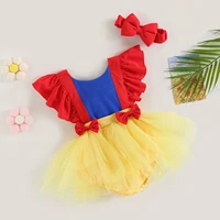 ma&baby 0-24M Princess Newborn Infant Toddler Baby Girl Romper Red Bow Tulle Jumpsuit Headband Birthday Summer Outfit D05 3
