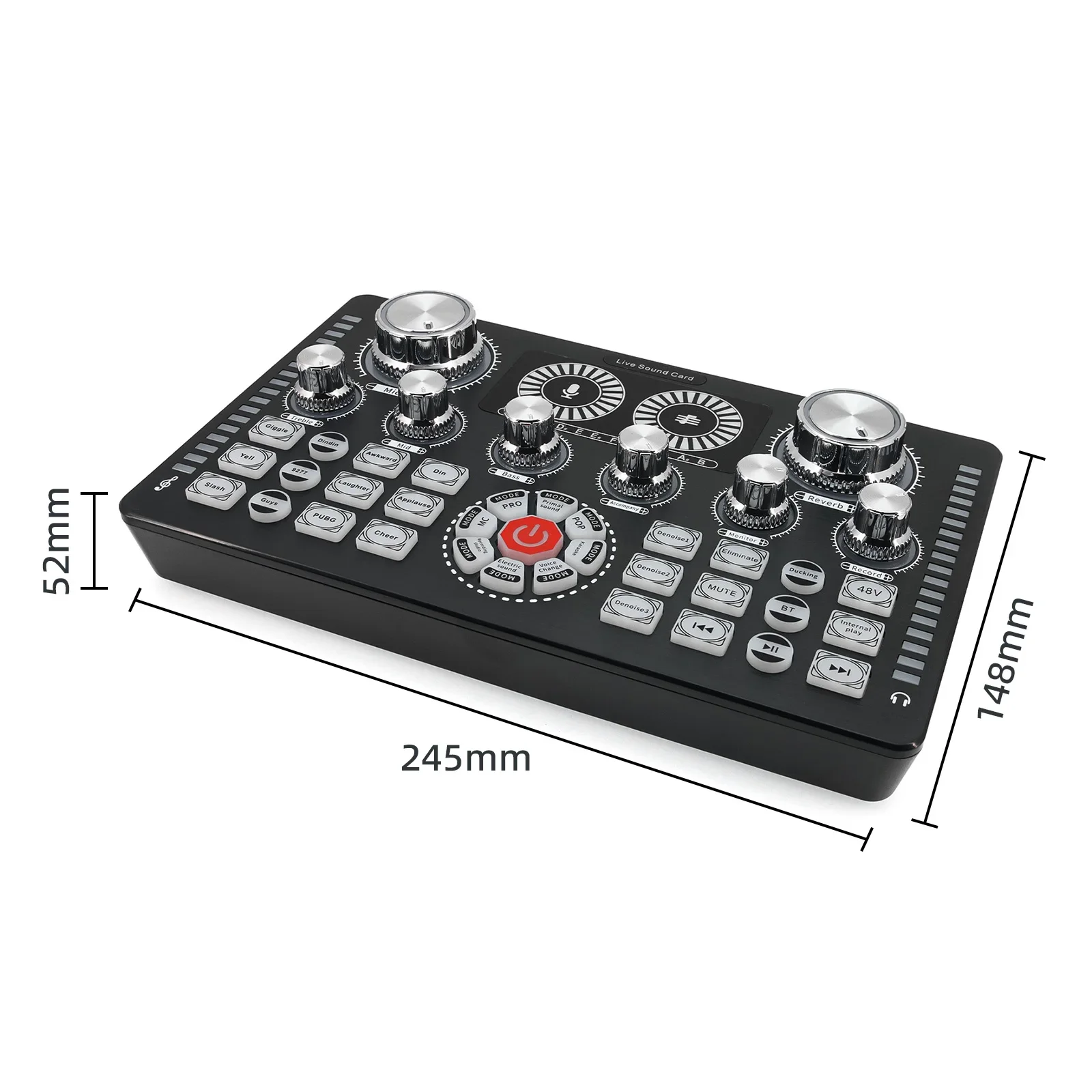 Q7 48V Phantom Portable Audio Mixer USB External Sound Card For Karaoke Podcast
