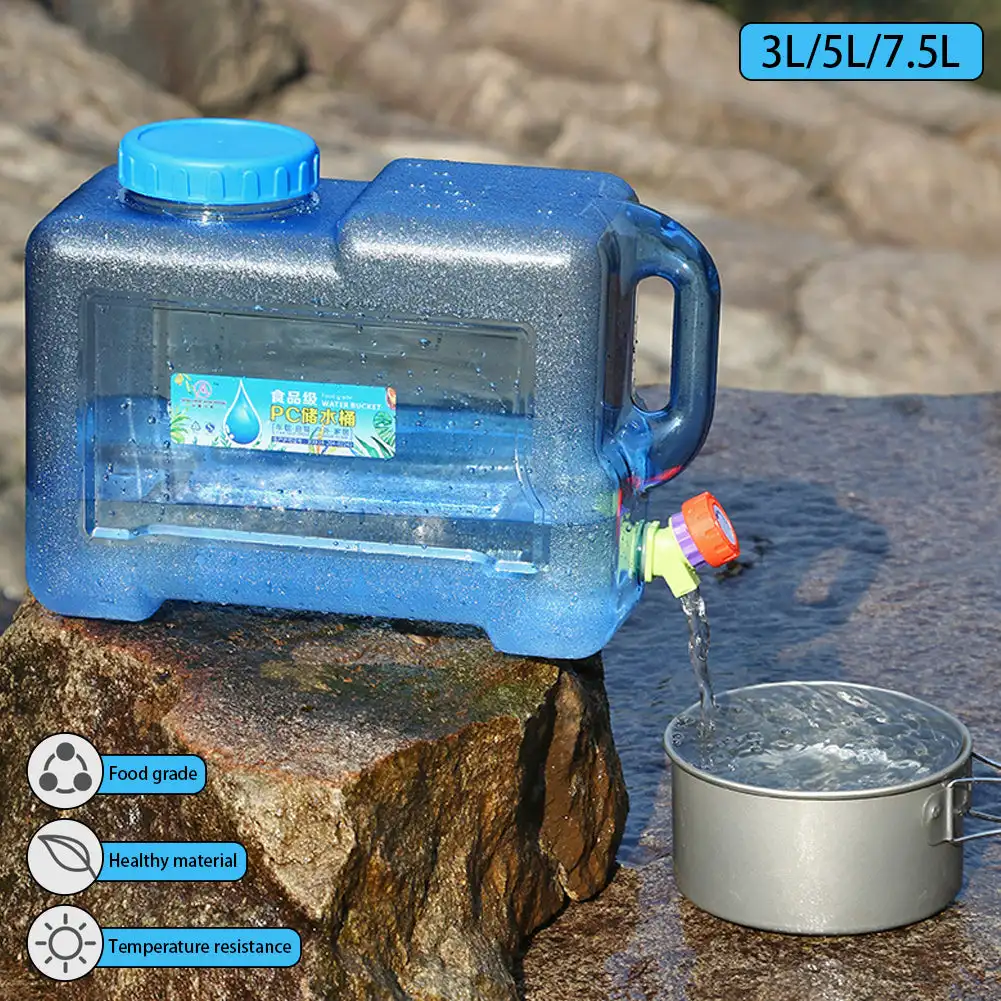 3/5/7.5L Outdoor Water Bucket Portable Pure Water Tank Container with Faucet for Camping Hiking Picnic Vehicle Supplies