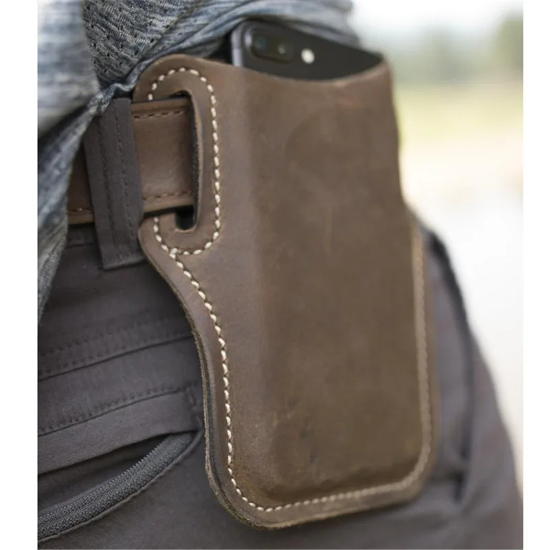 Phone Case Holster Cellphone Loop Holster Belt Waist Bag Props Leather Purse Phone Wallet Running Pouch Travel Camping Bags