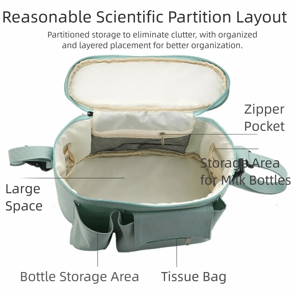 Large Capacity Baby Stroller Bag Multiple Pockets Cartoon Baby Stroller Hanging Bag Oxford Cloth Save Space Diaper Bag Organizer