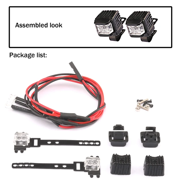 RC Car Light Kits Sidelight with Mount Holder LED Lamp Spotlight Set 1/10 1/12 Truck Rock Crawler Off-road DJ-1059