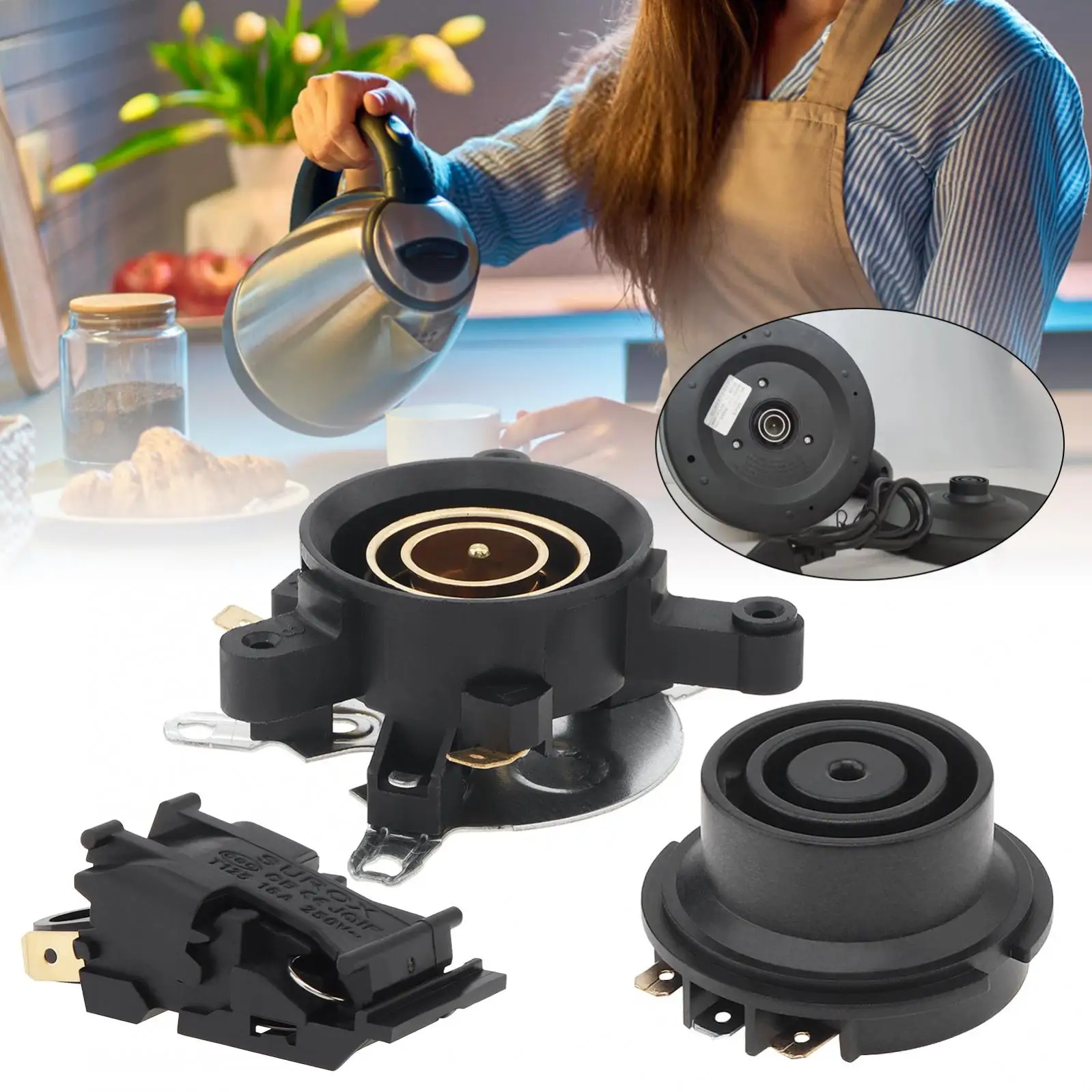 Electric Kettle Switch 3pcs/set Accessories Base Thermostat Temperature Connector Coupler Socket Household