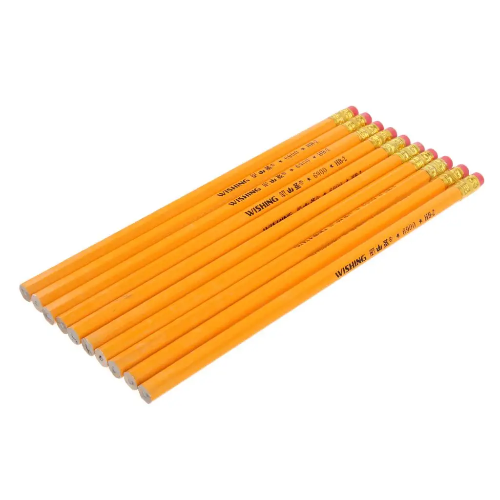 10 Pcs Hexagonal Pencils in Wooden Cased Stationery Painting