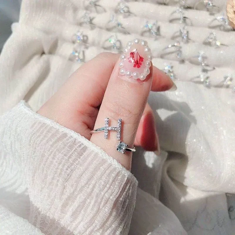 Rings 26 English Letter Open Finger A-Z Initials Name Alphabet Female Creative Fashion Wedding Party Jewelry Gifts
