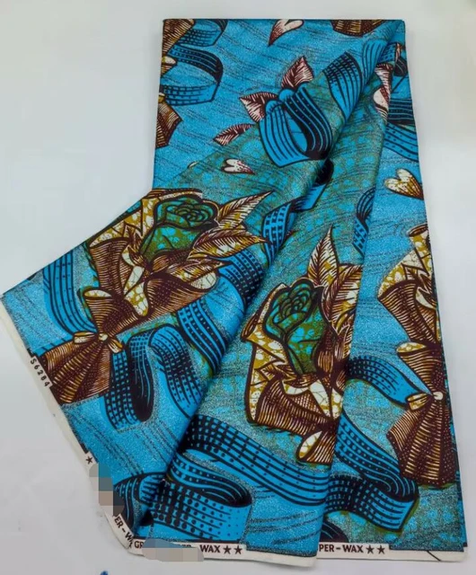  African Gold Wax Fabric 100% Cotton African Fabric Wax Print  Ankara Wax for Sewing 6yards Women Fabric - African Wax Fabric for Wedding  Dress
