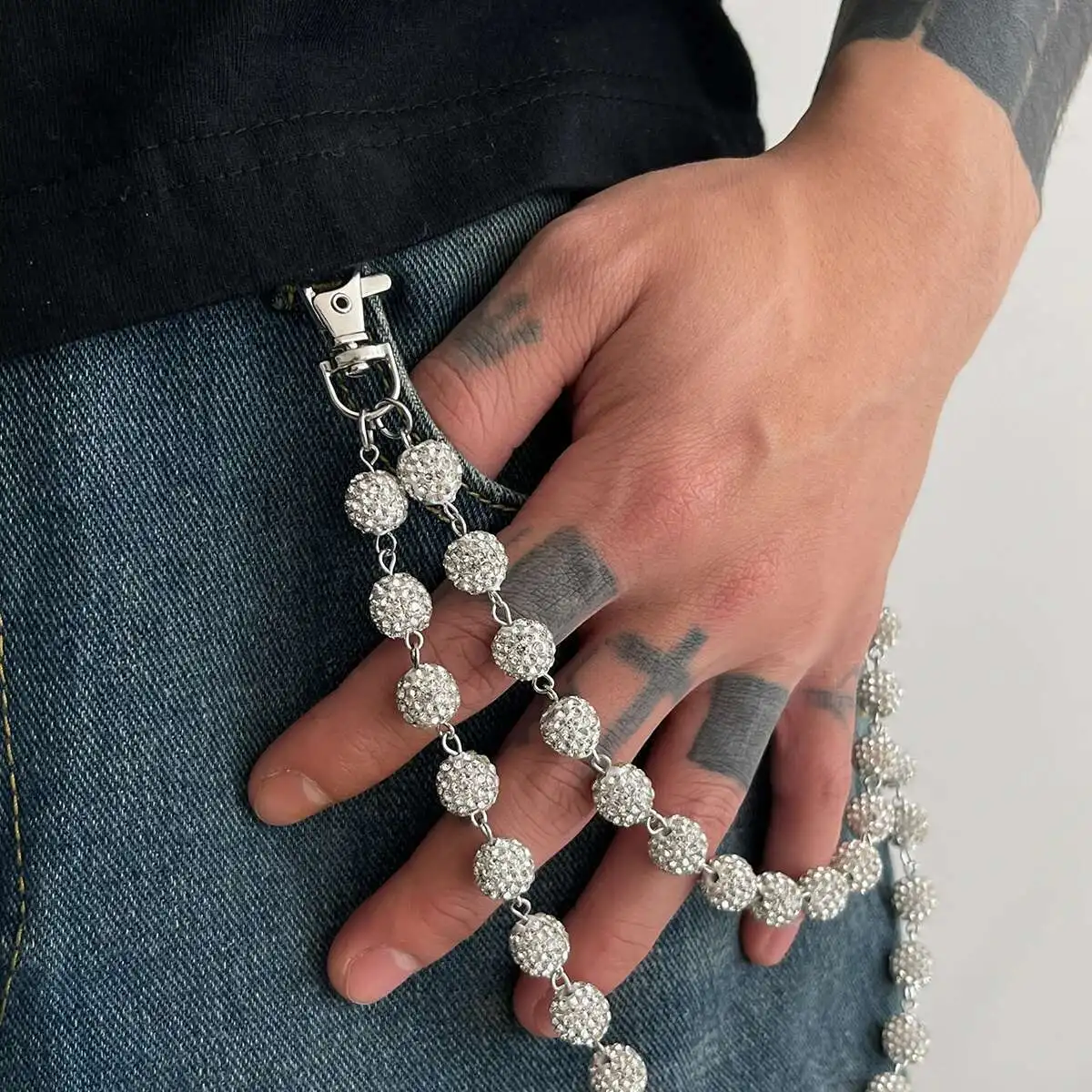 IngeSight.Z Harajuku Straße Hip Hop Hosen Strass Schlüsselbund Männer Hipster Hose Rock Brieftasche Schlüssel Kette Jeans Kette Rock Schmuck – Detail 1