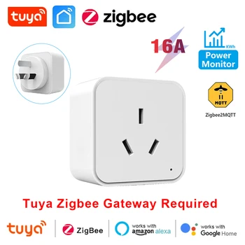 Tuya สมาร์ท Zigbee ซ็อกเก็ต AU ปลั๊ก 3 Pins 16A Home Outlet พร้อม Power การตรวจสอบ Timing Voice Control ทํางานร่วมกับ Alexa Google Home 1