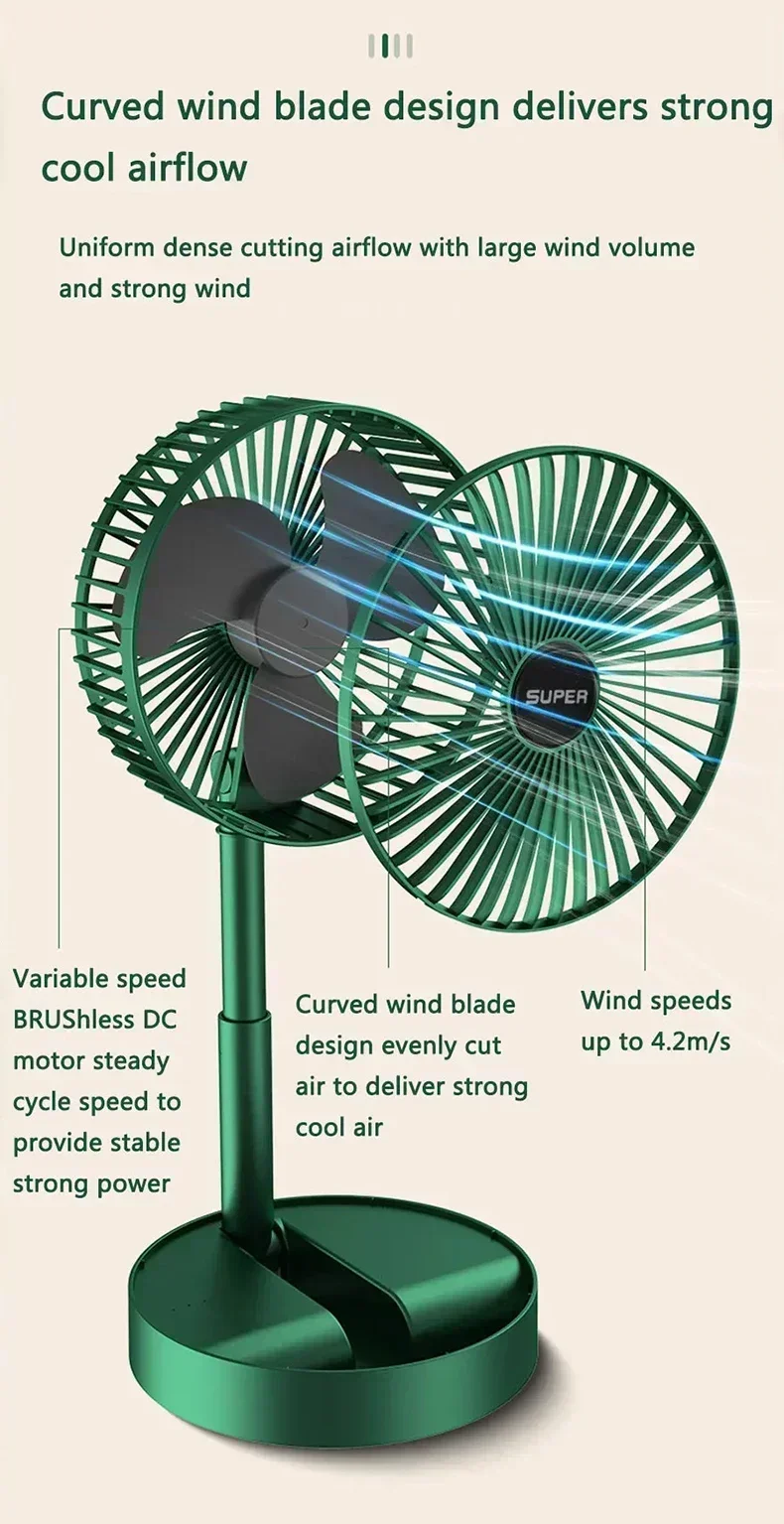 Description Picture 5 of itemPortable Mini Rechargeable High Wind Vertical Fan Floor Fan Student Dormitory Usb Cycle Charging