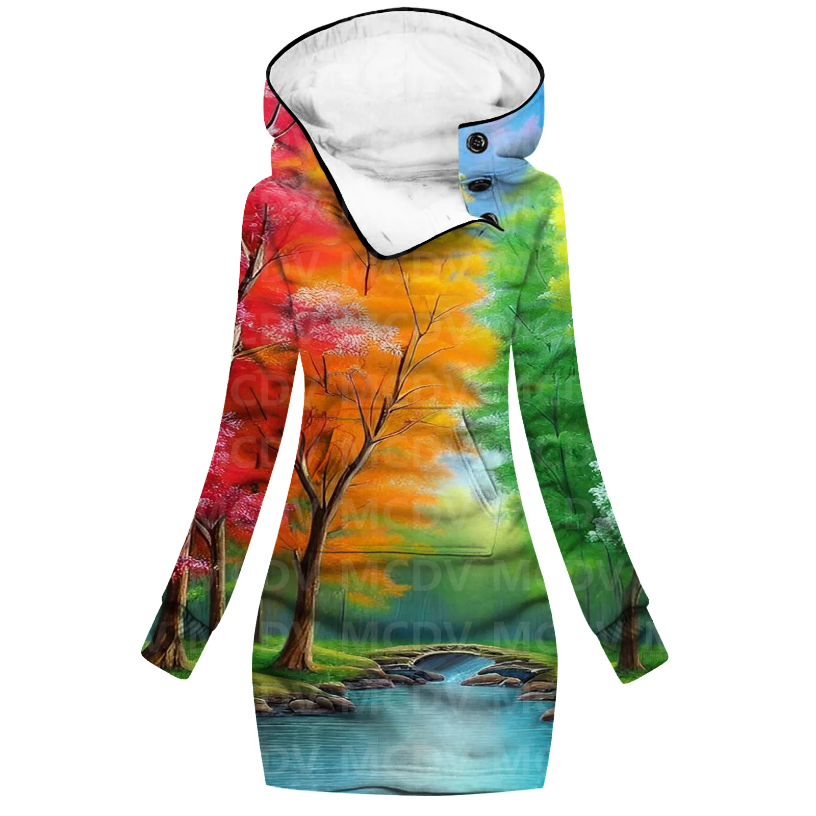 Beautiful Scenery 3D Printed Hoodie Dress Novelty Hoodies Women Casual Long Sleeve Hooded Pullover Tracksuit