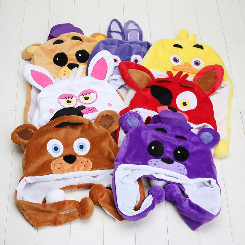 5 Styles Plush Hat Foxy Freddy Chica Bonnie Cute Stuffed Hats Winter Warm Cap Toys Halloween Christmas Cosplay Toy