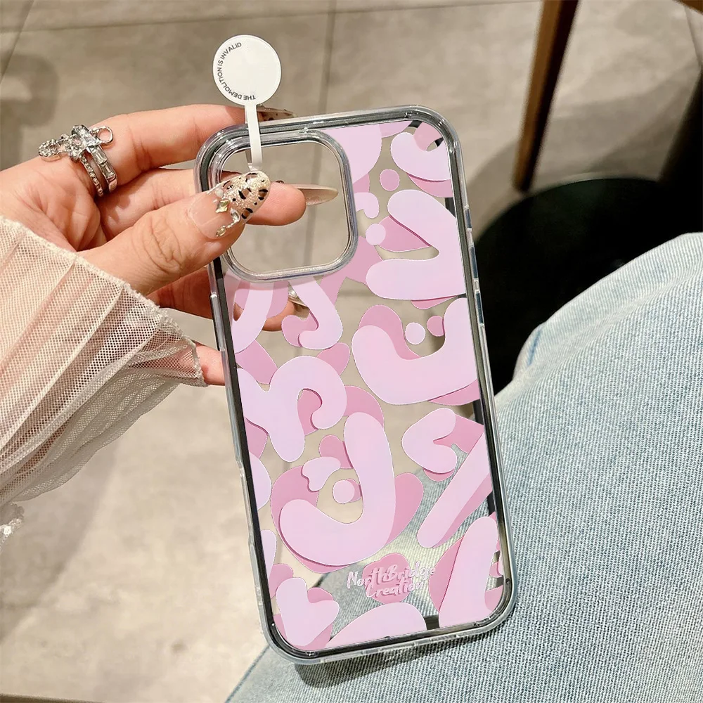 Pink Irregular Letters Shockproof Phone Case - Stylish Dual-Layer Protection