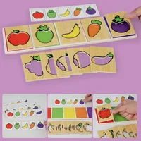 Wooden Montessori Early Education Fruit Vegetable Pairing Puzzle Kids Color Recognition Game Educational Toys For Children 2