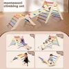 Pikler Triangle Set With Cushion, 5 In 1 Montessori Foldable Climbing Set, Climbing Indoor Playground Set For Toddlers, Wooden C 3