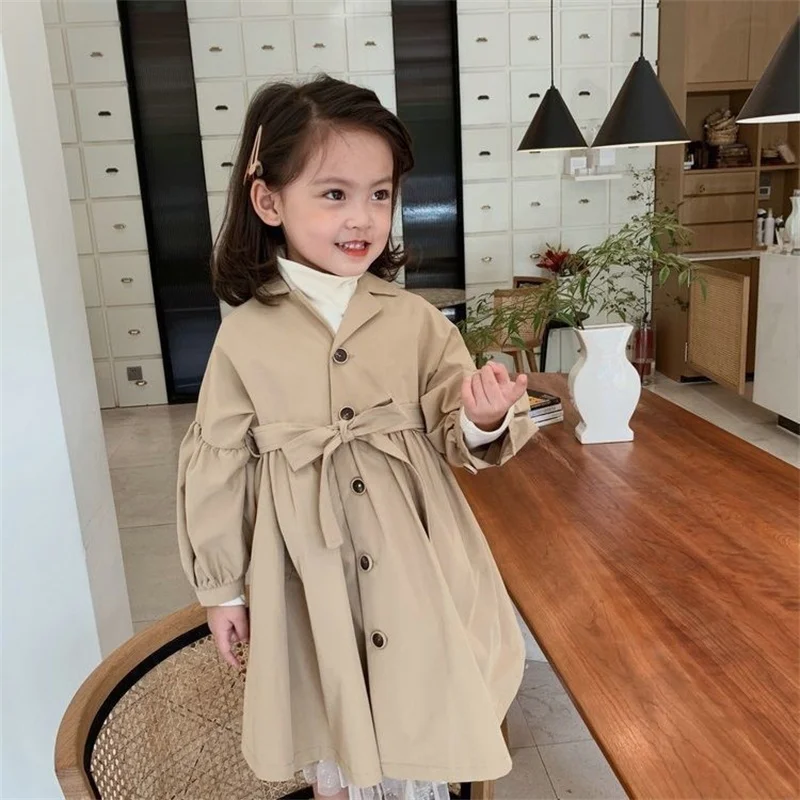 Fashion Children Windbreaker Spring Autumn Korean Trench Kids Girls Khaki Trench Coat Outerwear Princess Outer Clothing kids jacket,girls trench coats,children raincoats