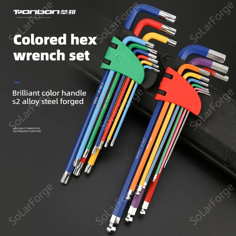 Juego de llaves Allen, kit de llaves en L para tornillos Allen, juego de llaves hexagonales de brazo largo de 9 piezas, llave hexagonal de 1,5 mm a 10 mm, herramientas manuales para reparación de motocicletas