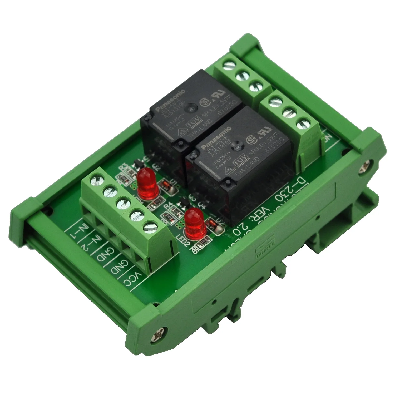 

Электроника-салонное крепление на DIN-рейку 2 SPDT 10Amp Модуль интерфейса реле мощности, версия постоянного тока 5 В.