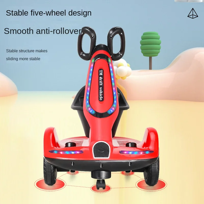 New Children's Electric Motorcycle Charging Dual-drive Balance Cars Can Sit Person Remote Control Drift Rotating Four-wheeler