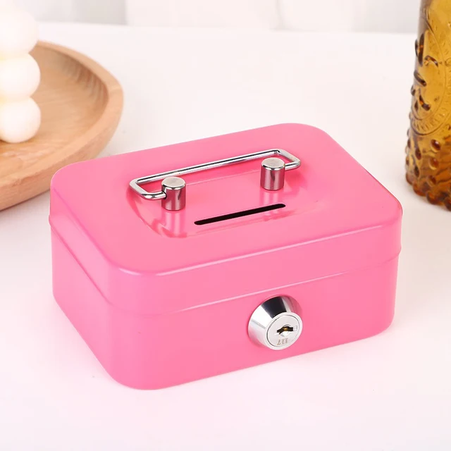 Portable Mini Key Safe Money Box Steel Bank Sturdy Lockable Coin Box Cash Storage Hidden Box For Home Store Suitcase 4