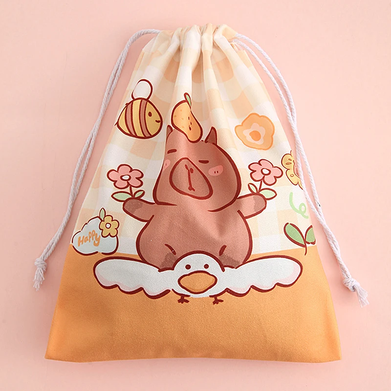 Cute Capybara Travel Drawstring Tote Storage Bag Organizer Bag Underwear Toy Handbag Storage Cartoon Birthday Gift