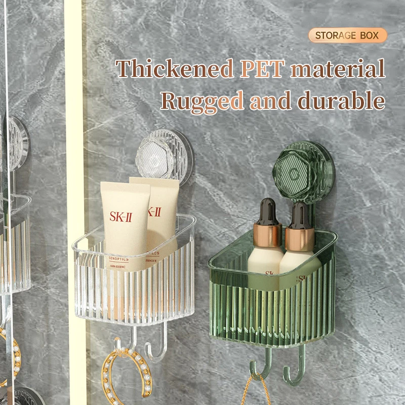 Rotating Suction Cup Corrugated Hook Bathroom Accessories Organizer Floating Wall Storage Shelves Without Drill Household Items 3