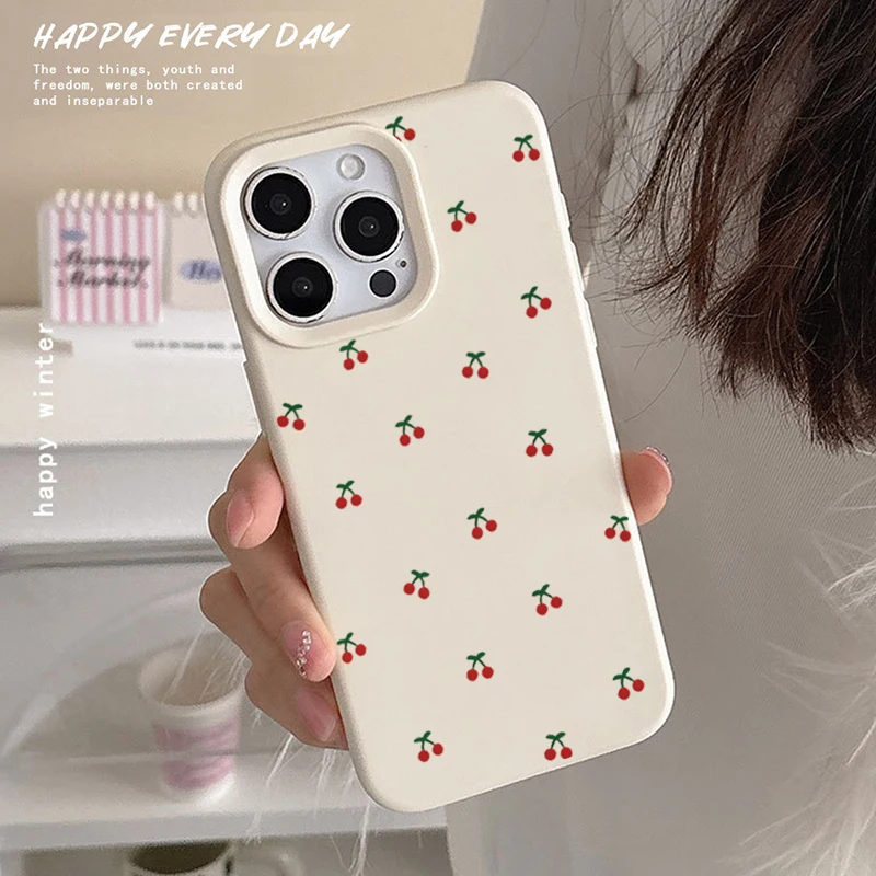 รูปสินค้า เคสซิลิโคนนิ่ม iPhone 15/16 Plus ลายการ์ตูนเชอร์รี่น่ารัก