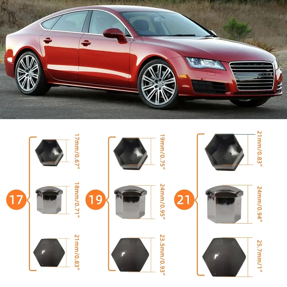 Car Wheel Nut Caps Wheel Nut Caps Wheel Nut Covers Bolt Nut Covers Protection Covers Caps Anti-Rust Auto Hub Screw Cover Car Tyre Nut Bolt Exterior Decoration 20Pcs 17/19/21mm