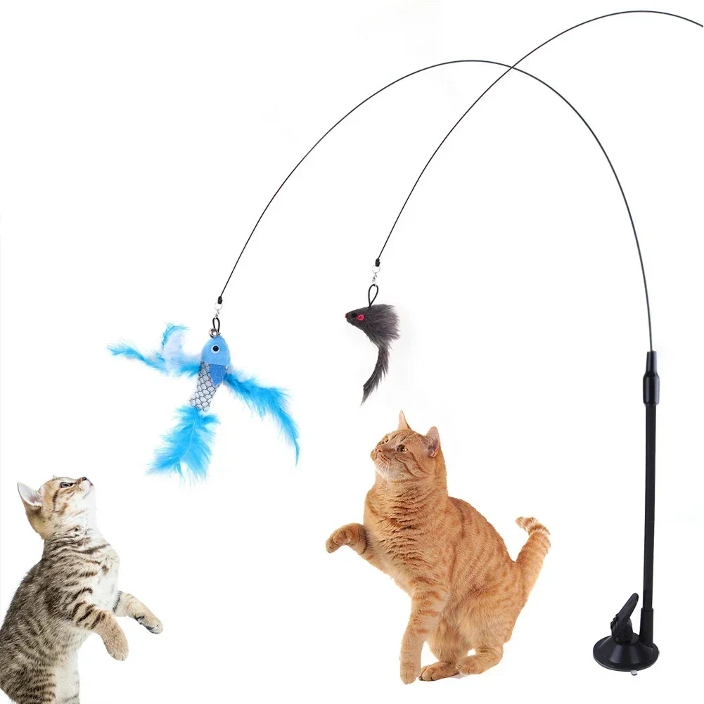 

Simulation Bird Interactive Cat Toy Sucker Feather Bird with Bell Cat Stick Toy for Kitten Playing Teaser Wand Toy Cat Supplies