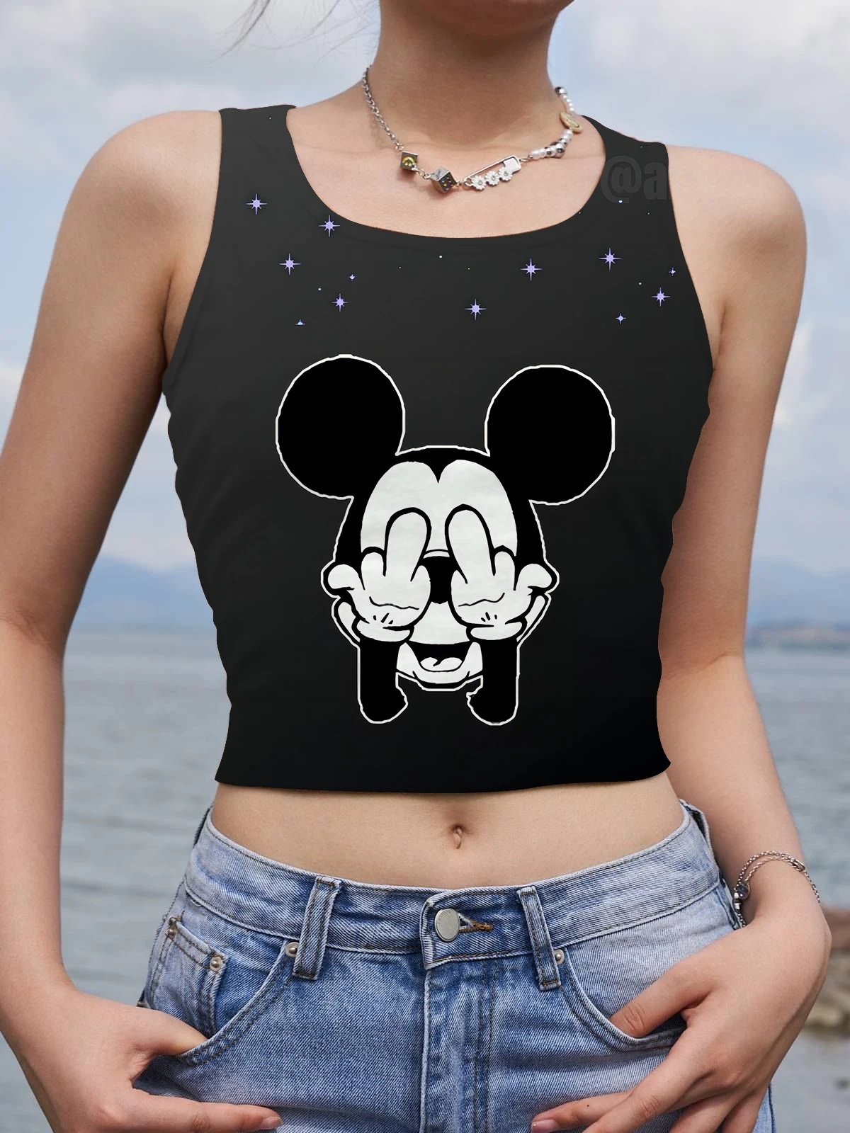 Woman Clothes Sleeveless Y2k Fashion Crop Top Women Minnie Mouse Corset Disney  Tank Sexy Women's T-shirt Yoga Fitness Tops Tees - T-shirts - AliExpress