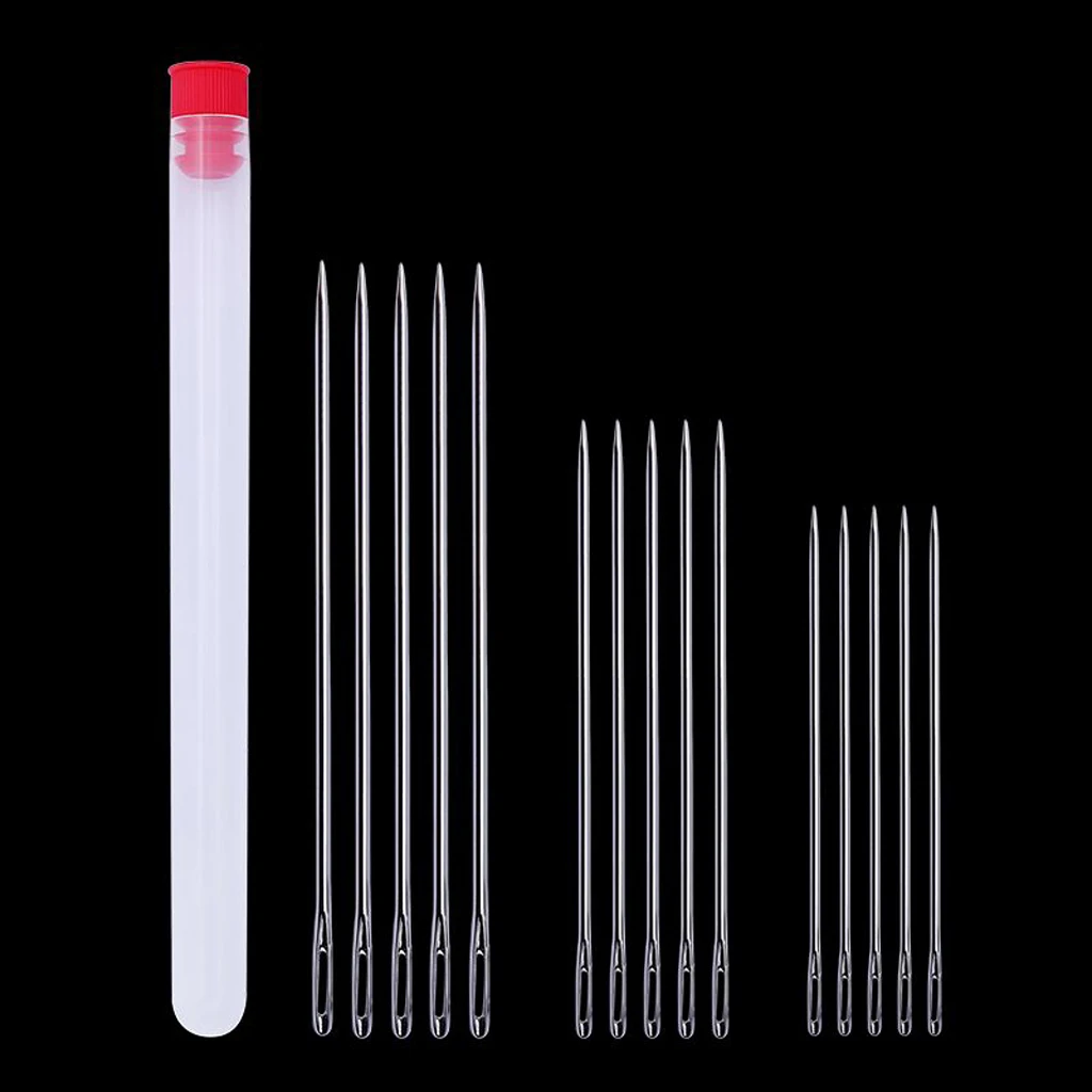 15pcs Large Eye Long Sewing Needles Stitching Quilting Hand with Storage Box for Sweaters Stitch Wool Sewing Ribbon Embroidery