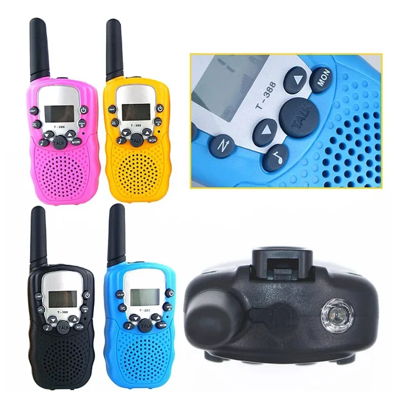 A Pair T388 Wireless Kids Walkie Talkie Portable Handheld Radio 0.5W UHF 462-467MHz 22CH Long Range Two Way Radio for Children