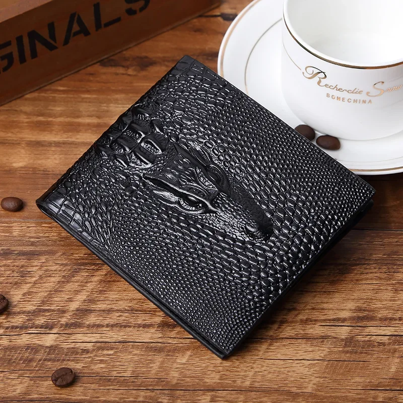 

New European and American Short Wallet Crocodile Pattern Men's Wallet Card Bag Retro Fashion Personality