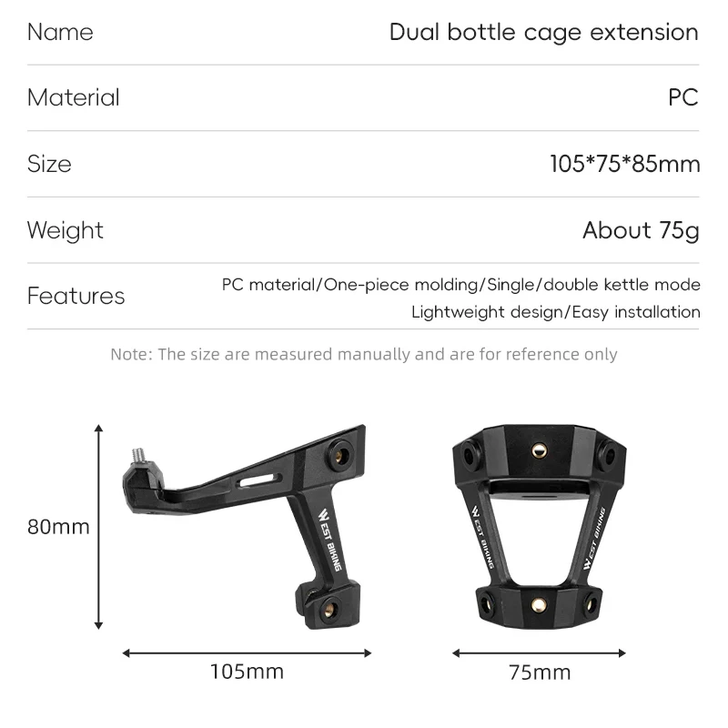 Bicycle Water Bottle Cage Extension Mount For Bike Saddle Bottles Holder