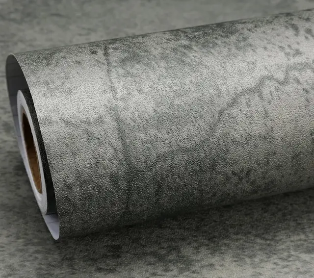 สติ๊กเกอร์ติดผนังลายปูนซีเมนต์สีเทาสำหรับตกแต่งร้านค้า ห้องนั่งเล่น วัสดุไวนิลกันน้ำ 1