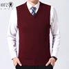 2024 Autumn Winter New Men's Solid Color V-neck Knitted Vest Casual Fashion Warm Sweater Versatile Top 4
