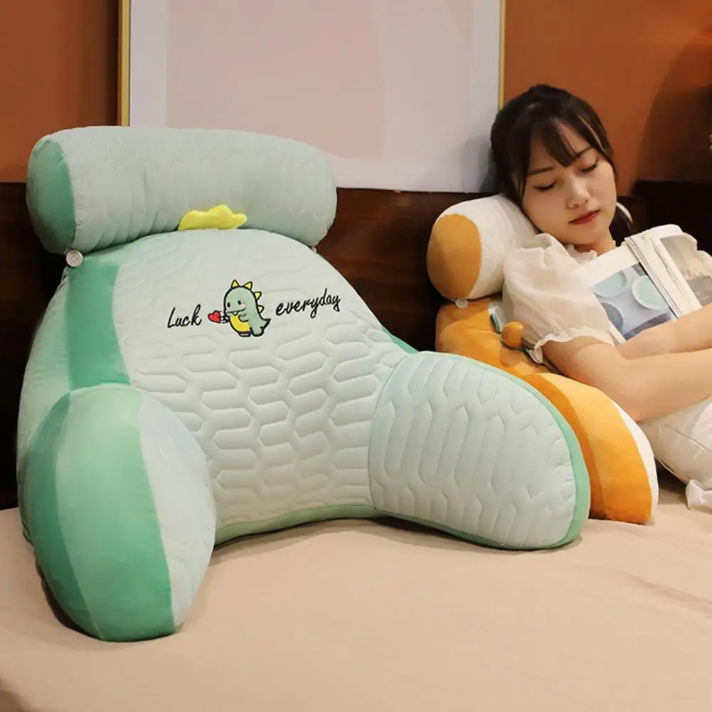 

Washable Pillow Cushion Bed Pillow Cartoon Print Bed Reading Pillow with Arm Support Detachable Backrest Cushion for Sofa Couch