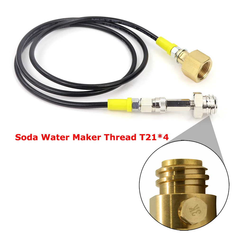 Soda Maker To External Co2 Tank Adapter and Hose Kit Fit Sodastream & W21.8-14 Or CGA320 With Quick Disconnect