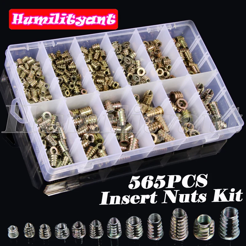 565PCS  Insert Nuts Kit M4-M10 Multi Flat Head Metric Thread Blind Rivet Nut Insert Rivnut Nutsert Screws