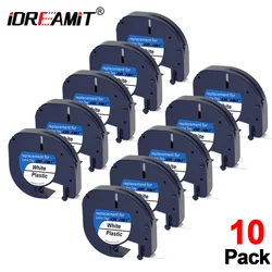 Multi-Pack White Plastic Label Tape Refill, 12mm (10PK White Plastic)