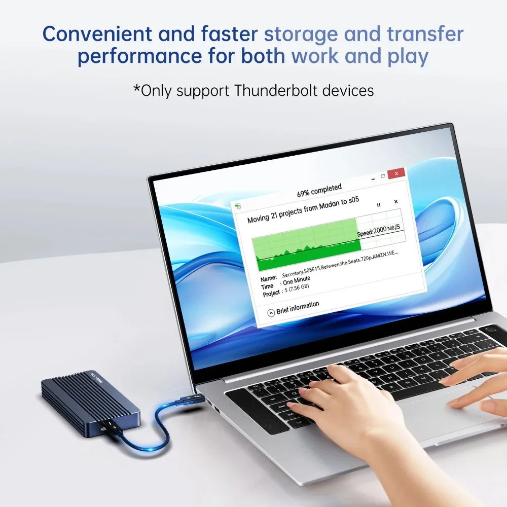 SSD Enclosure Hard Drive Enclosure ACASIS 40Gbps M.2 NVMe SSD Enclosure for M1 M2 Pro/Max Compatible with Thunderbolt 4/3 USB4 Support SSD Size 2280 B+M M-Key