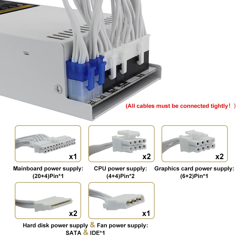 600W 전원 공급 가득 차있는 단위 1U FLEX ATX 이중 CPU 24PIN 연결관 PC 전원 공급 ITX 소형 샤시스 게임 데스크톱을 위해 적합합니다