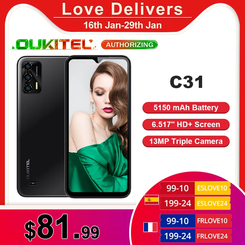 OUKITEL C31 Téléphone Portable Pas Cher, Écran 6.52'' HD+ Smartphone