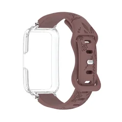 Sunflower Engraved Strap and Case Set - Breathable Multi - Color Unisex Kit - FOR HUAWEI BAND 10 (Smoke Purple)