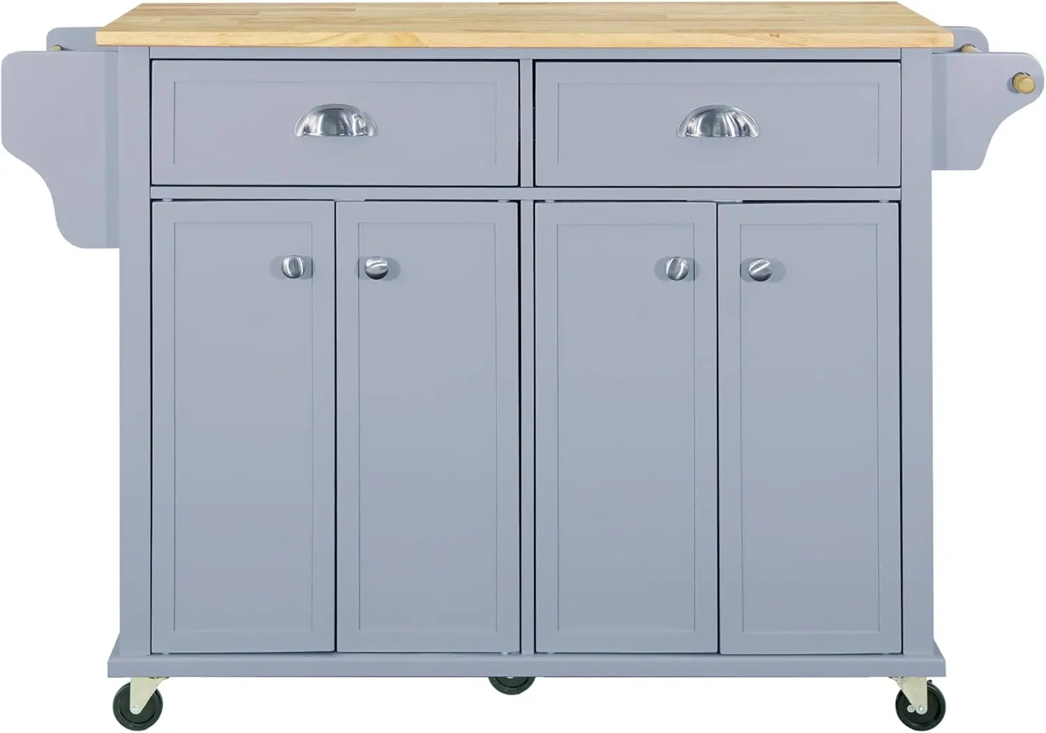 Cambridge Mobile Kitchen Island on Wheels with Storage and Wood top, Rolling Island with Towel Holder, L60.5 x W18.13 x H36.75IN