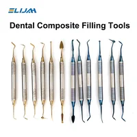 ELIJAH 6Pcs/Kit Orthodontic Composite Resin Filling Spatula Restoration Tool Titanium Plated Head Resin Filler Set Thick Handle 1