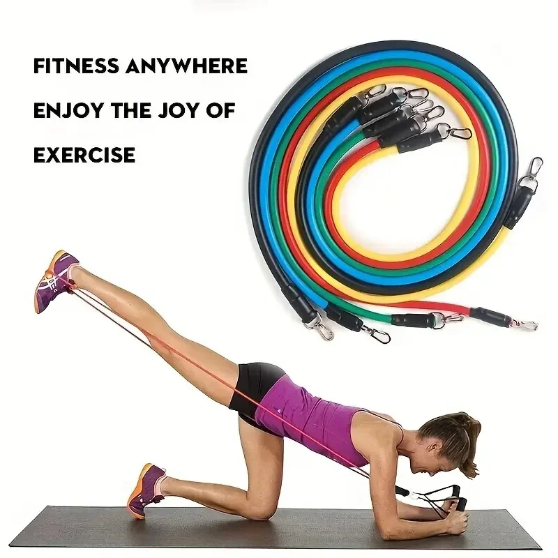 11pcs TPE Resistance Bands Set, Resistance Bands With Door Anchor, Handles, Carry , Legs Ankle Straps, Exercise