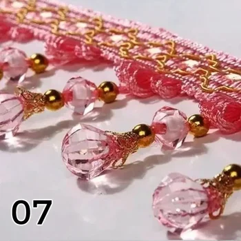12 metri/lotto Nastro con frange e nappe, decorazione in pizzo con perline di cristallo per cucito, accessori per tende, decorazioni fai da te, forniture per cucito