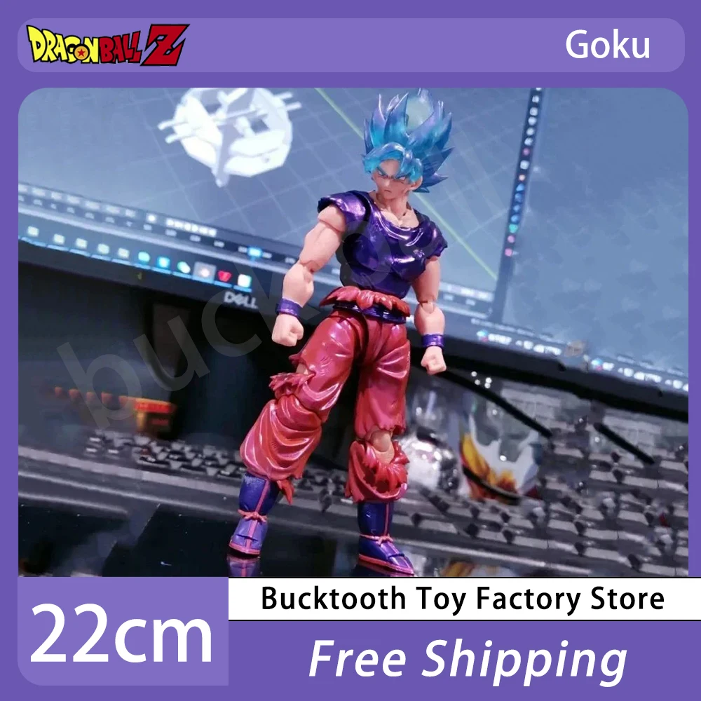 

Original Bandai S.H.Figuarts Goku Dragon Ball 22cm Anime Figure Kaio Ken VJUMP 30th Super Saiyan God SHF Son Goku Model Toys