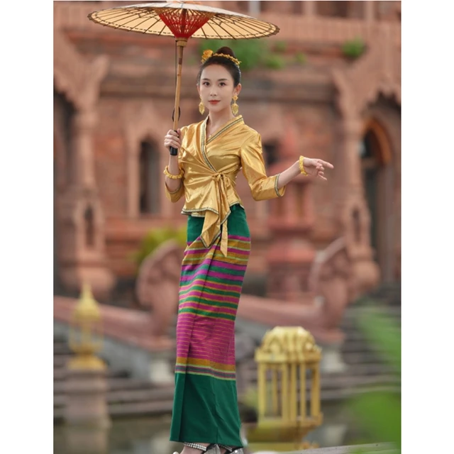 Thailand Clothing for Women Tops Blouse Long Skirt Dai Thai Sauna SPA Attendant Overalls Beauty Salon Thai Massage Uniform